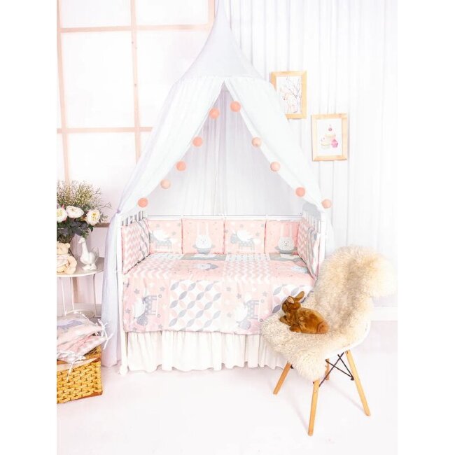 Комплект в кроватку универсальный 17 пр.«BABY BOO PINK» поплин 100% хлопок Комплект в кроватку универсальный 17 пр.«BABY BOO PINK» поплин 100% хлопок